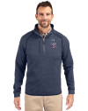 Colorado Rockies Stars & Stripes Cutter & Buck Mainsail Sweater-Knit Mens Big and Tall Half Zip Pullover Jacket Liberty Navy Heather Front Thumbnail Image