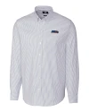 Seattle Seahawks Americana Cutter & Buck Stretch Oxford Stripe Mens Big and Tall Long Sleeve Dress Shirt Light Blue Mannequin Thumbnail Image