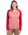 Athletics Stars And Stripes Cutter & Buck Forge Tonal Stripe Stretch Half Zip Womens Top Cardinal Red Front Thumbnail Image