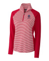 New Orleans Saints Americana Cutter & Buck Forge Tonal Stripe Stretch Half Zip Womens Top Cardinal Red Mannequin Thumbnail Image