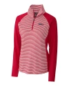 San Francisco 49ers Americana Cutter & Buck Forge Tonal Stripe Stretch Half Zip Womens Top Cardinal Red Mannequin Thumbnail Image