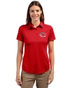 View image 7: Cincinnati Reds Stars & Stripes Cutter & Buck Prospect Recycled Featherlight Stretch Womens Polo Red Front