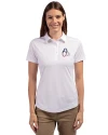 Baltimore Orioles Stars & Stripes Cutter & Buck Prospect Eco Textured Stretch Recycled Womens Short Sleeve Polo White Front Thumbnail Image