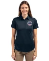 Chicago Cubs Stars & Stripes Cutter & Buck Prospect Eco Textured Stretch Recycled Womens Short Sleeve Polo Navy Blue Front Thumbnail Image