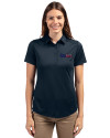 Pittsburgh Steelers Americana Cutter & Buck Prospect Eco Textured Stretch Recycled Womens Short Sleeve Polo Navy Blue Front Thumbnail Image