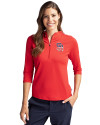 San Diego Padres Stars & Stripes Cutter & Buck Virtue Eco Pique Recycled Half Zip Pullover Womens Hoodie Red Front Thumbnail Image