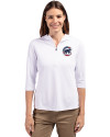 Chicago Cubs Stars & Stripes Cutter & Buck Virtue Eco Pique Recycled Half Zip Pullover Womens Hoodie White Front Thumbnail Image