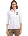Los Angeles Angels Stars & Stripes Cutter & Buck Virtue Eco Pique Recycled Half Zip Pullover Womens Hoodie White Front Thumbnail Image