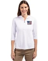 New York Giants Americana Cutter & Buck Virtue Eco Pique Recycled Half Zip Pullover Womens Hoodie White Front Thumbnail Image