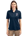 Boston Red Sox Stars & Stripes Cutter & Buck Virtue Eco Pique Recycled Womens Polo Navy Blue Front Thumbnail Image