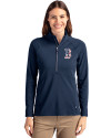 Boston Red Sox Stars & Stripes Cutter & Buck Adapt Eco Knit Stretch Recycled Womens Half Zip Pullover Navy Blue Front Thumbnail Image