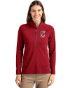 Cleveland Guardians Stars & Stripes Cutter & Buck Adapt Eco Knit Stretch Recycled Womens Half Zip Pullover Cardinal Red Front Thumbnail Image