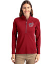 Washington Nationals Stars & Stripes Cutter & Buck Adapt Eco Knit Stretch Recycled Womens Half Zip Pullover Cardinal Red Front Thumbnail Image