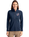 Washington Nationals Stars & Stripes Cutter & Buck Adapt Eco Knit Stretch Recycled Womens Half Zip Pullover Navy Blue Front Thumbnail Image