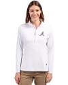 Atlanta Braves Stars & Stripes Cutter & Buck Adapt Eco Knit Stretch Recycled Womens Half Zip Pullover White Front Thumbnail Image