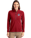 Miami Marlins Stars & Stripes Cutter & Buck Adapt Eco Knit Stretch Recycled Womens Half Zip Pullover Cardinal Red Front Thumbnail Image