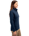New England Patriots Americana Cutter & Buck Adapt Eco Knit Stretch Recycled Womens Half Zip Pullover Navy Blue Side Thumbnail Image