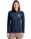 New York Yankees Stars & Stripes Cutter & Buck Adapt Eco Knit Stretch Recycled Womens Half Zip Pullover Navy Blue Front Thumbnail Image