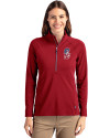 Seattle Mariners Stars & Stripes Cutter & Buck Adapt Eco Knit Stretch Recycled Womens Half Zip Pullover Cardinal Red Front Thumbnail Image