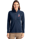 Seattle Mariners Stars & Stripes Cutter & Buck Adapt Eco Knit Stretch Recycled Womens Half Zip Pullover Navy Blue Front Thumbnail Image