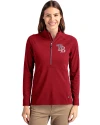 Tampa Bay Rays Stars & Stripes Cutter & Buck Adapt Eco Knit Stretch Recycled Womens Half Zip Pullover Cardinal Red Front Thumbnail Image