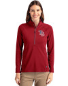 Tampa Bay Rays Stars & Stripes Cutter & Buck Adapt Eco Knit Stretch Recycled Womens Half Zip Pullover Cardinal Red Front Thumbnail Image
