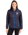 San Francisco Giants Stars & Stripes Cutter & Buck Rainier PrimaLoft®  Womens Eco Insulated Full Zip Puffer Jacket Dark Navy Front Thumbnail Image