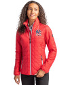 New York Yankees Stars & Stripes Cutter & Buck Rainier PrimaLoft®  Womens Eco Insulated Full Zip Puffer Jacket Red Front Thumbnail Image
