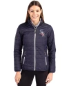 Chicago White Sox Stars & Stripes Cutter & Buck Rainier PrimaLoft®  Womens Eco Insulated Full Zip Puffer Jacket Dark Navy/Silver Front Thumbnail Image