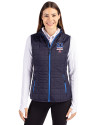 New York Mets Stars & Stripes Cutter & Buck Rainier PrimaLoft® Womens Eco Insulated Full Zip Puffer Vest Dark Navy Front Thumbnail Image