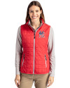 New York Yankees Stars & Stripes Cutter & Buck Rainier PrimaLoft® Womens Eco Insulated Full Zip Puffer Vest Red Front Thumbnail Image