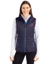 New York Giants Americana Cutter & Buck Rainier PrimaLoft® Womens Eco Insulated Full Zip Puffer Vest Dark Navy Front Thumbnail Image