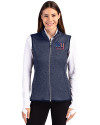 New York Giants Americana Cutter & Buck Mainsail Sweater Knit Womens Full Zip Vest Liberty Navy Heather Front Thumbnail Image