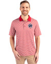 Chicago Cubs Stars & Stripes Cutter & Buck Forge Tonal Stripe Stretch Mens Polo Cardinal Red Front Thumbnail Image