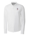 Boston Red Sox Stars & Stripes Cutter & Buck Advantage Tri-Blend Pique Long Sleeve Knitted Mens Button Down White Mannequin Thumbnail Image