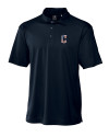 Cleveland Guardians Stars & Stripes Cutter & Buck Genre Textured Solid Mens Polo Navy Blue Mannequin Thumbnail Image