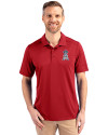 Los Angeles Angels Stars & Stripes Cutter & Buck Prospect Eco Textured Stretch Recycled Mens Short Sleeve Polo Cardinal Red Front Thumbnail Image