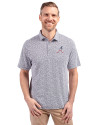 Atlanta Braves Stars & Stripes Cutter & Buck Virtue Eco Pique Botanical Print Recycled Mens Polo Navy Blue Front Thumbnail Image