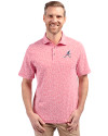 Atlanta Braves Stars & Stripes Cutter & Buck Virtue Eco Pique Botanical Print Recycled Mens Polo Red Front Thumbnail Image