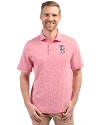 Boston Red Sox Stars & Stripes Cutter & Buck Virtue Eco Pique Botanical Print Recycled Mens Polo Red Front Thumbnail Image