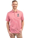 Los Angeles Angels Stars & Stripes Cutter & Buck Virtue Eco Pique Stripe Recycled Mens Polo Red Front Thumbnail Image