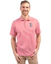Boston Red Sox Stars & Stripes Cutter & Buck Virtue Eco Pique Stripe Recycled Mens Polo Red Front Thumbnail Image