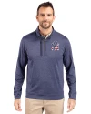 New York Yankees Stars & Stripes Cutter & Buck Stealth Heathered Quarter Zip Mens Pullover Liberty Navy Front Thumbnail Image