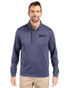Pittsburgh Steelers Americana Cutter & Buck Stealth Heathered Quarter Zip Mens Pullover Liberty Navy Front Thumbnail Image