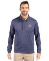 Los Angeles Angels Stars & Stripes Cutter & Buck Stealth Heathered Quarter Zip Mens Pullover Liberty Navy Front Thumbnail Image