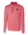 Miami Dolphins Americana Cutter & Buck Stealth Heathered Quarter Zip Mens Pullover Cardinal Red Mannequin Thumbnail Image