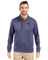 Tampa Bay Buccaneers Americana Cutter & Buck Stealth Heathered Quarter Zip Mens Pullover Liberty Navy Front Thumbnail Image