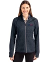 Pittsburgh Steelers Americana Cutter & Buck Mainsail Full Zip Hooded Womens Jacket Liberty Navy Heather Front Thumbnail Image