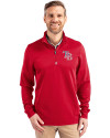 Tampa Bay Rays Stars & Stripes Cutter & Buck Traverse Stretch Eco Quarter Zip Mens Pullover Red Front Thumbnail Image
