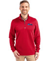 View image 4: Seattle Seahawks Americana Cutter & Buck Traverse Recycled Smooth Stretch Mens Quarter Zip Pullover Red Front